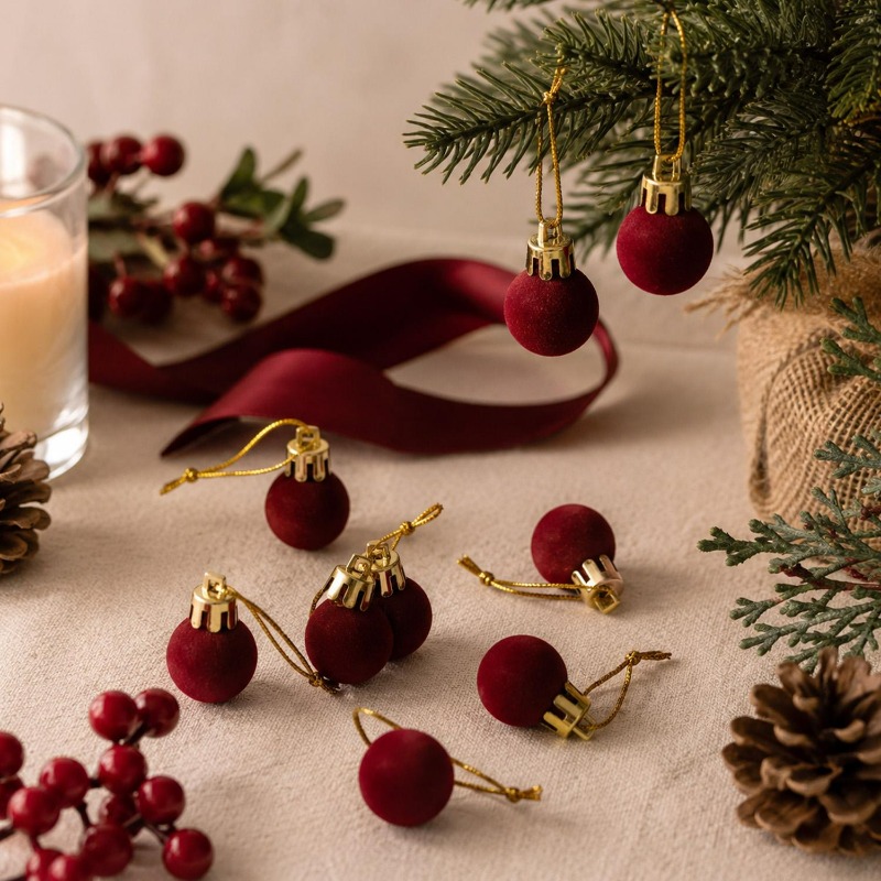 2cm Wine Red Velvet Christmas  - đánh giá và giá Home Decor Indonesia